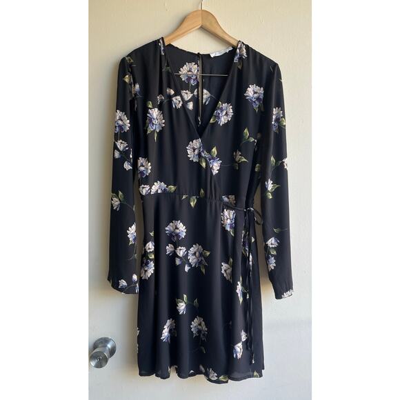 Lush Nordstrom Elly Wrap Dress Black BohoFloral Flower Print Cottage Core Sz XL - Picture 6 of 16